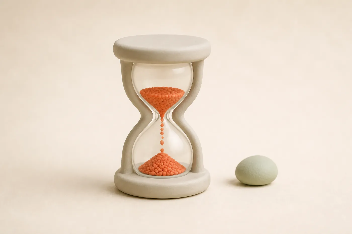 Eine Sanduhr mit rieselndem Sand, als Sinnbild für die Wartezeit zwischen Bestätigungsanfrage und Freischaltung.